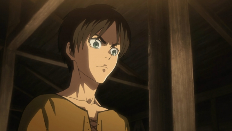 Eren gets angry about the Titans