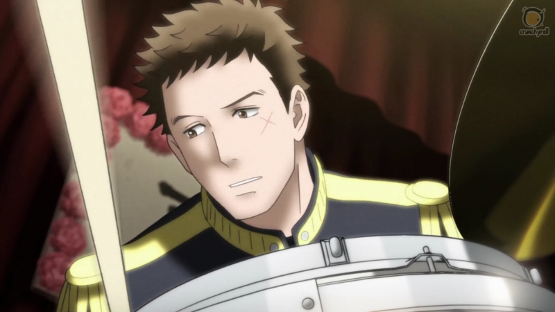 Sentaro playing drums in episode 7's climactic concert scene.